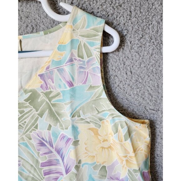 Natural Elements Women's Sleeveless V Neck Hawaiian Shirt 100% Silk Camp Size 14 - Picture 3 of 9